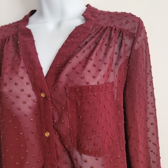 MODCLOTH Burgundy Pam Breeze-ly Long-Sleeve Tunic - Women SMALL - Picture 11 of 12
